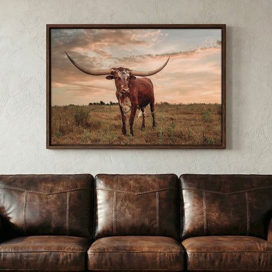 Southwest Longhorn Art - Texas Longhorn Print Rustic Canvas Decor Cowboy Home Wall Art Teri James Photography