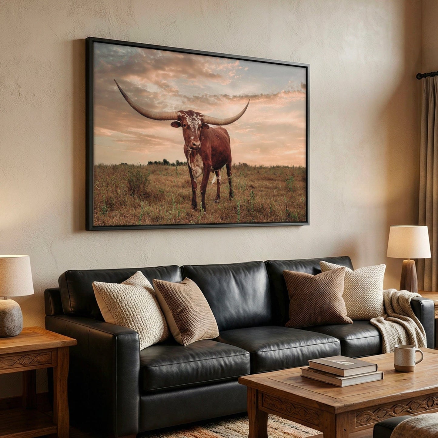 Southwest Longhorn Art - Texas Longhorn Print Rustic Canvas Decor Cowboy Home Wall Art Teri James Photography