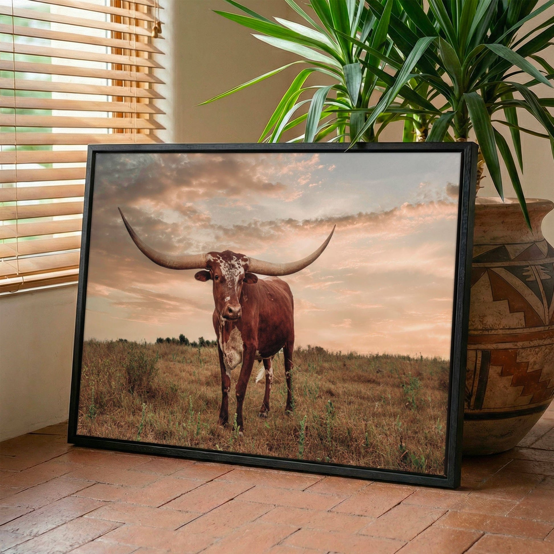 Southwest Longhorn Art - Texas Longhorn Print Rustic Canvas Decor Cowboy Home Wall Art Teri James Photography