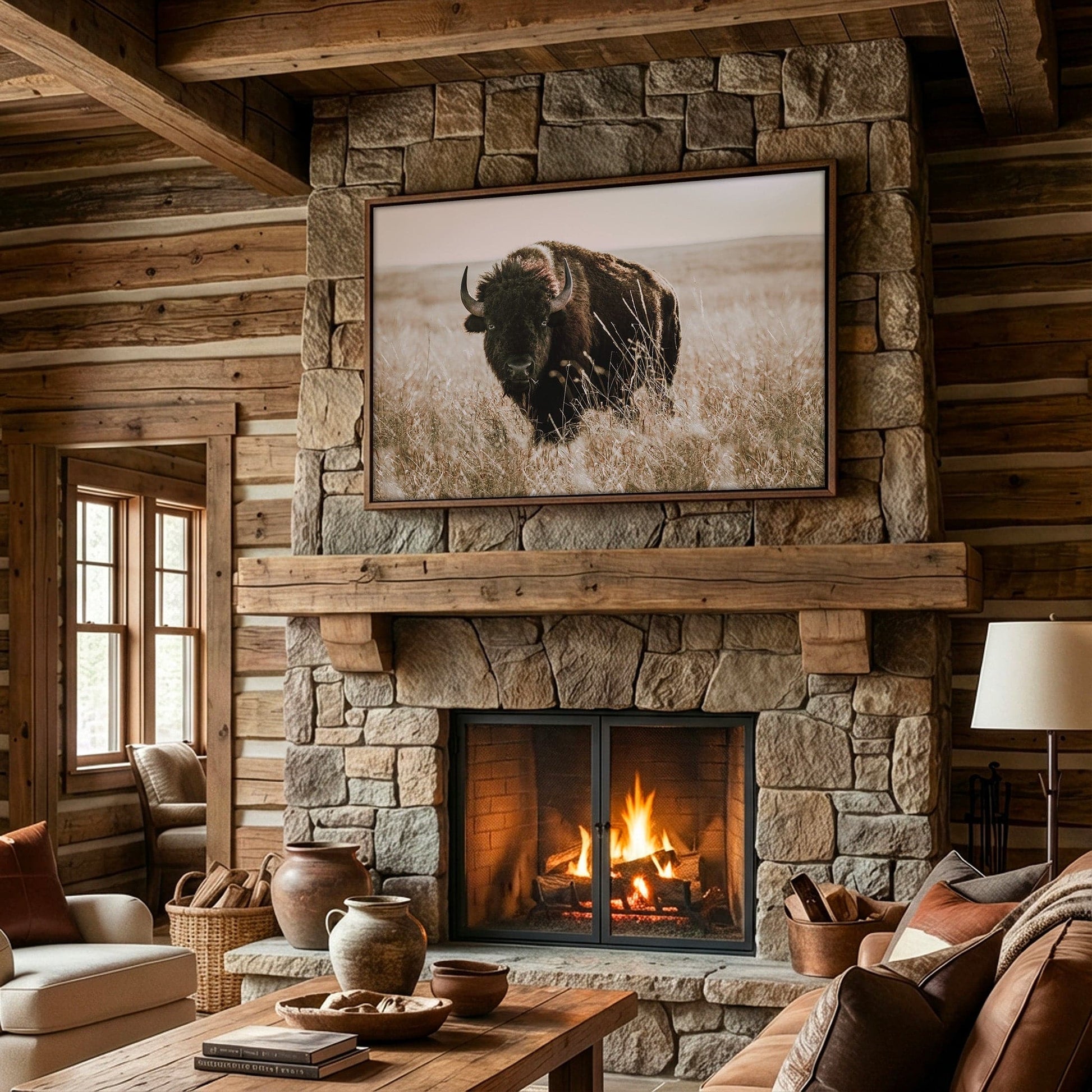 Tallgrass Prairie Bison Canvas - Buffalo Canvas Print Wall Art Teri James Photography