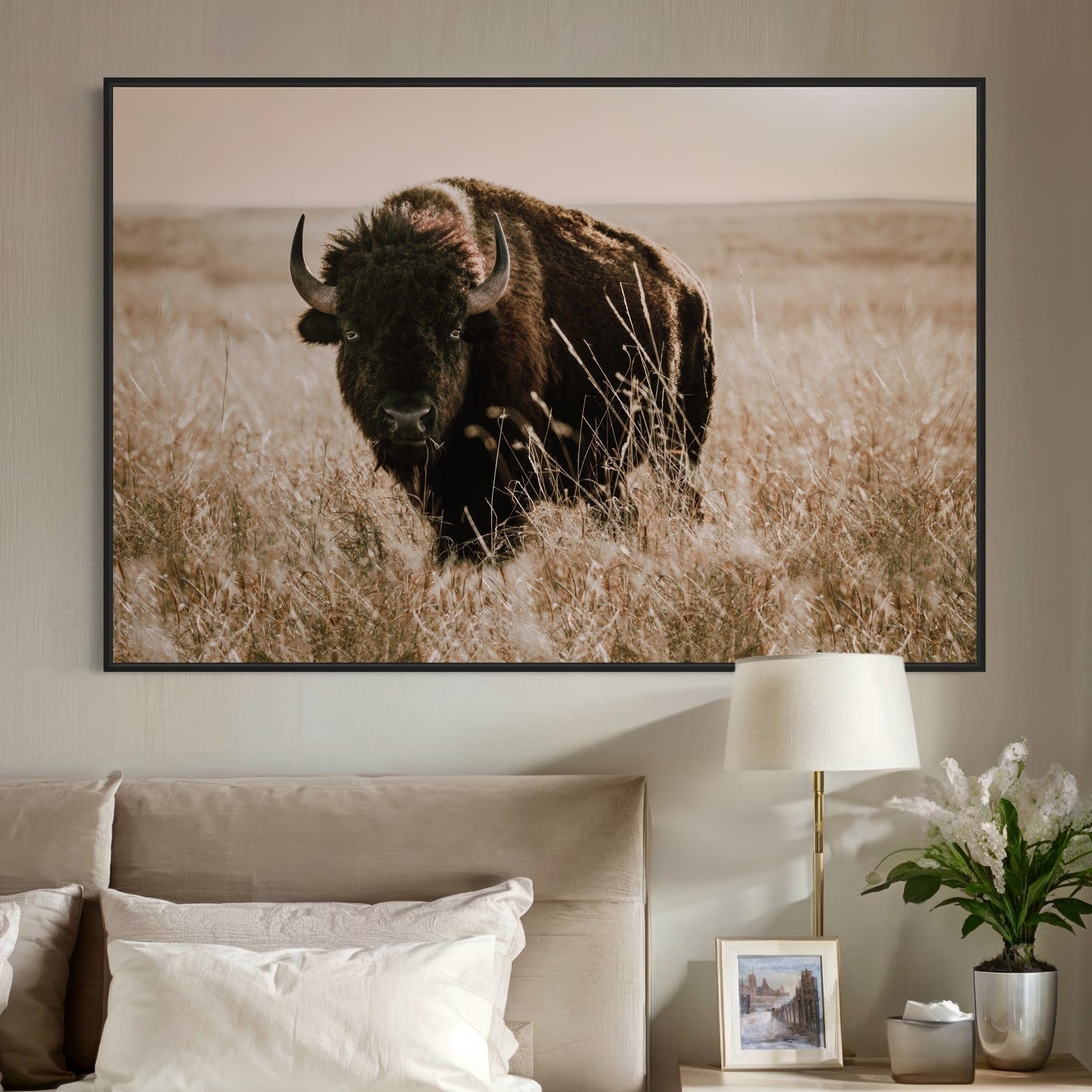Tallgrass Prairie Bison Canvas - Buffalo Canvas Print Wall Art Teri James Photography