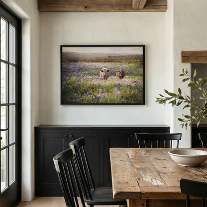 Texas Bluebonnets and Longhorn Cattle Wall Art Teri James Photography