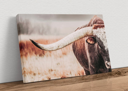Texas Longhorn Bull Canvas Canvas-Unframed / 12 x 18 Inches Wall Art Teri James Photography