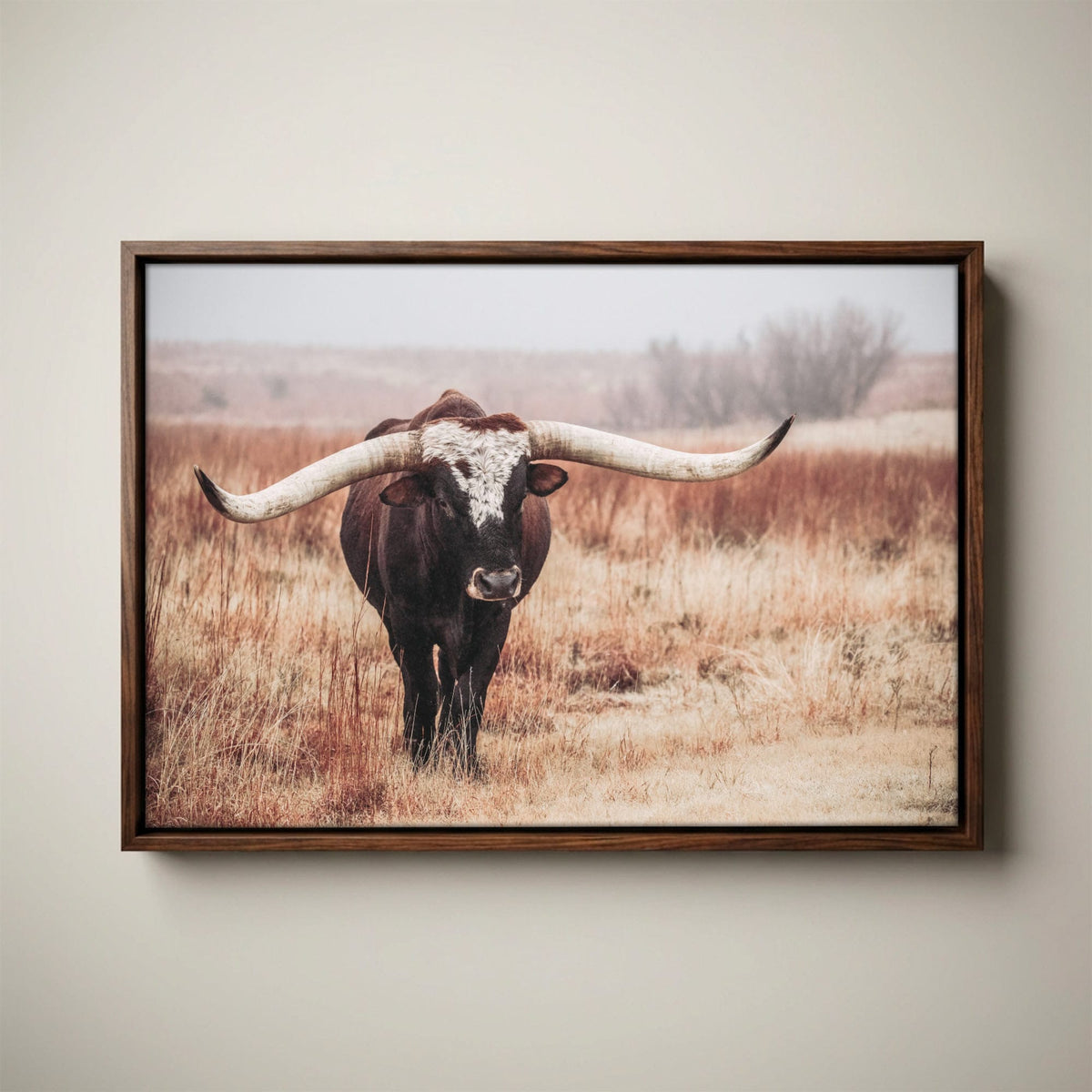 Texas Longhorn Bull Canvas - Western Wall Art for Living Room