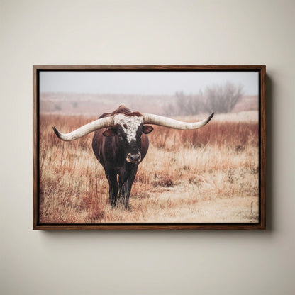 Texas Longhorn Bull Canvas - Western Wall Art for Living Room