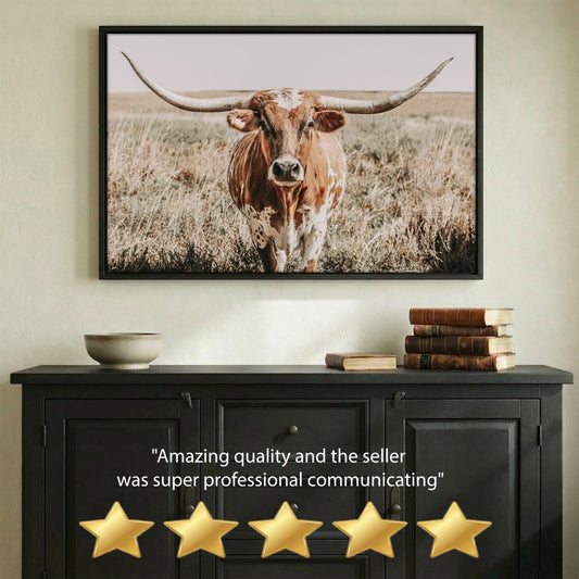Texas Longhorn Canvas Art – Rustic Western Wall Decor for Farmhouse Living Room Wall Art Teri James Photography