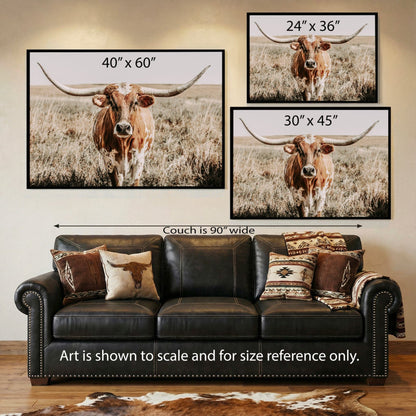 Texas Longhorn Canvas Art – Rustic Western Wall Decor for Farmhouse Living Room Wall Art Teri James Photography