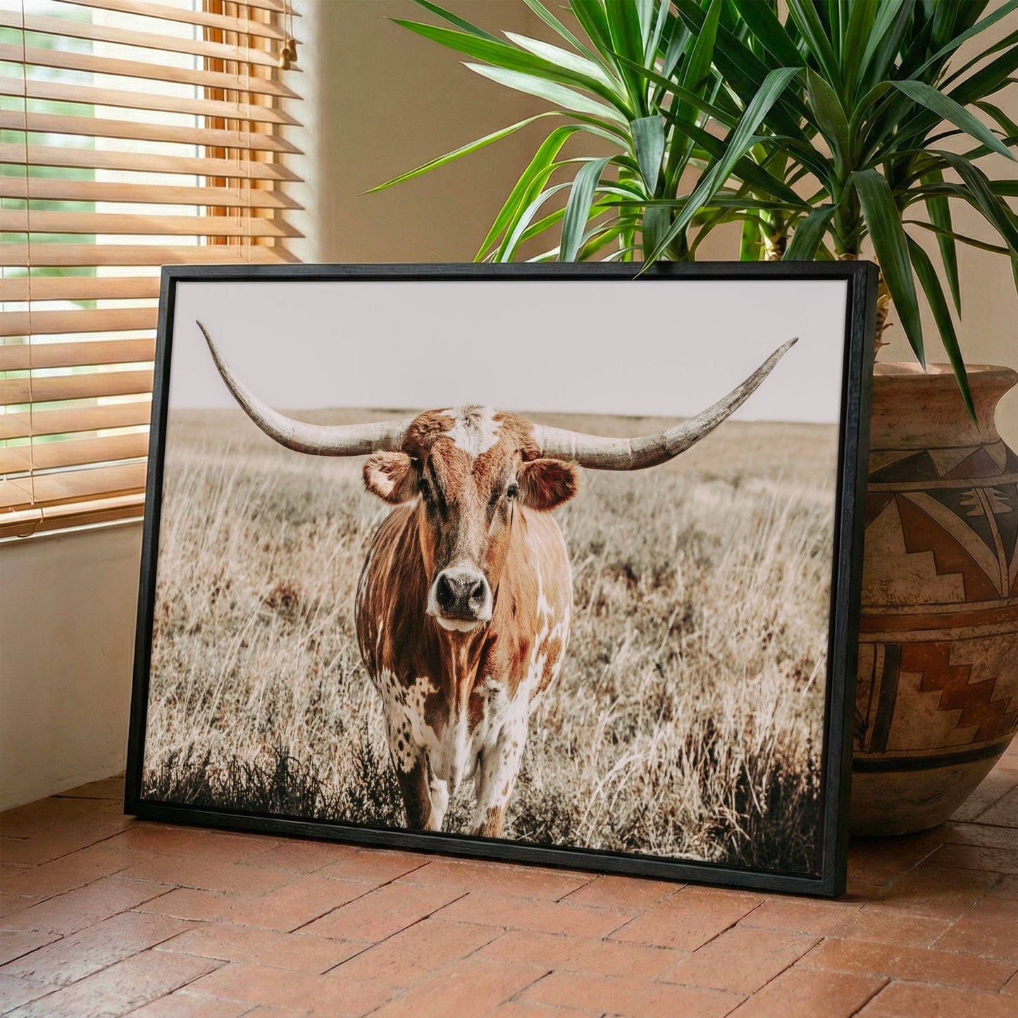 Texas Longhorn Canvas Art – Rustic Western Wall Decor for Farmhouse Living Room Wall Art Teri James Photography