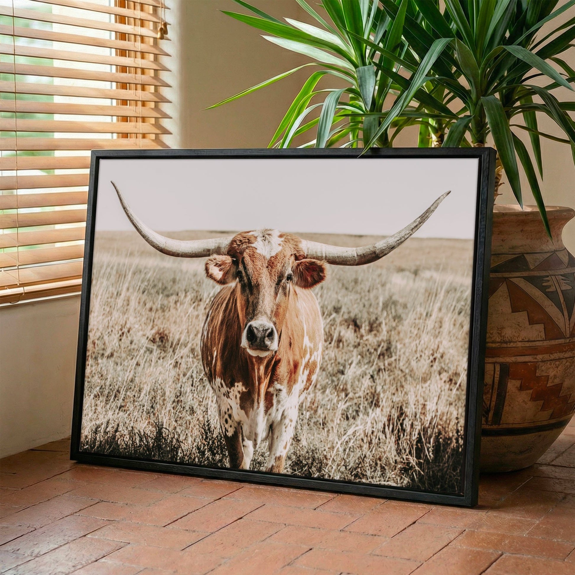 Texas Longhorn Canvas Art – Rustic Western Wall Decor for Farmhouse Living Room Wall Art Teri James Photography