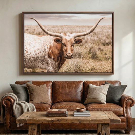 Texas Longhorn Canvas Art – Western Wall Art Rustic Farmhouse Decor Print Wall Art Teri James Photography