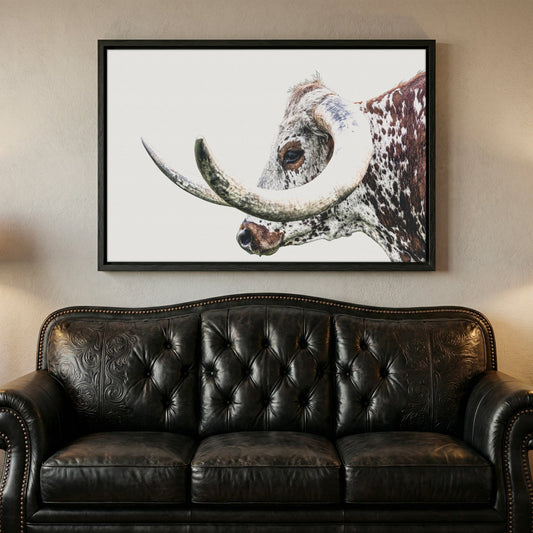 Texas Longhorn Canvas - Closeup Wall Art Featuring Rustic Steer Horn Artwork Wall Art Teri James Photography