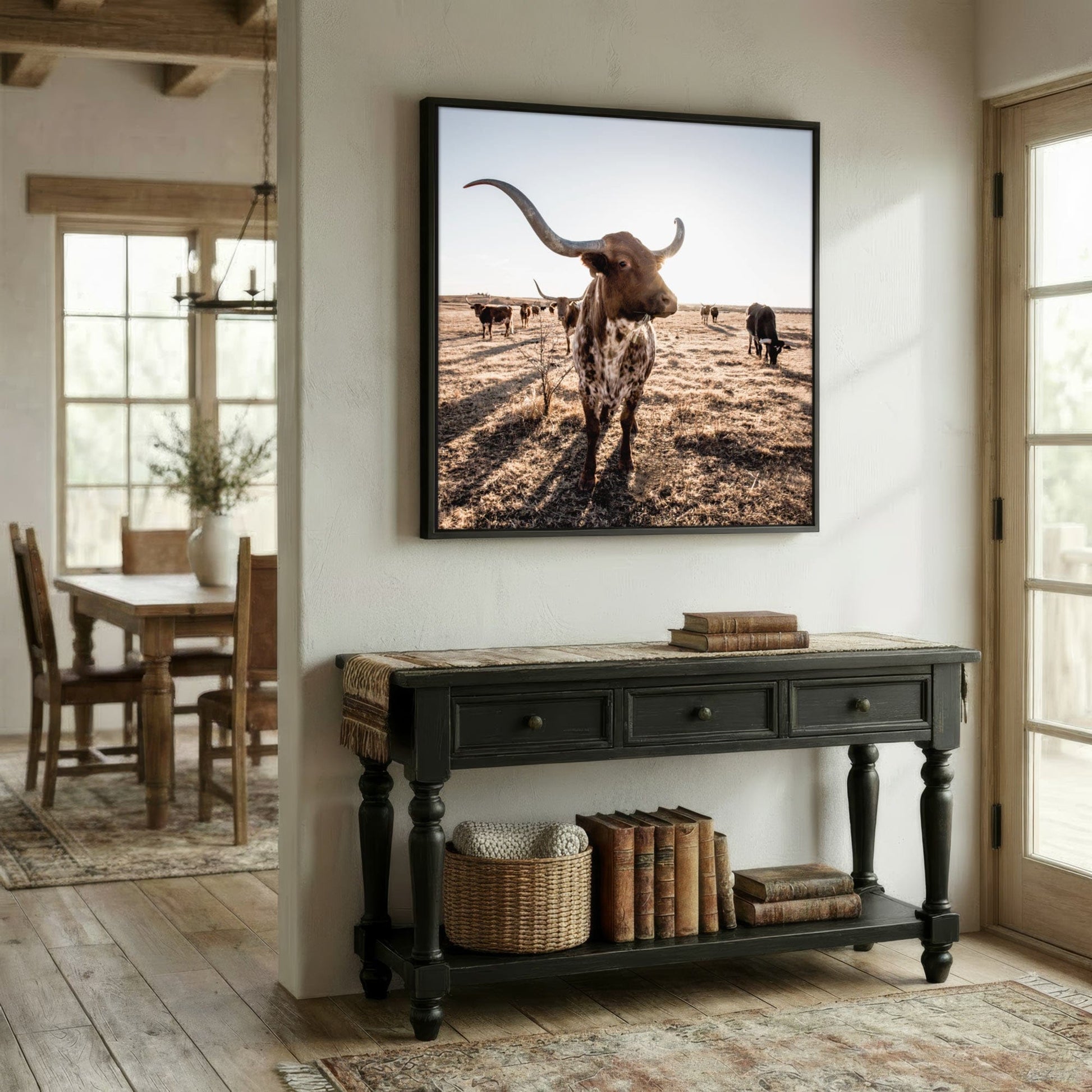Texas Longhorn Canvas - Square Canvas Art