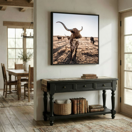 Texas Longhorn Canvas - Square Canvas Art