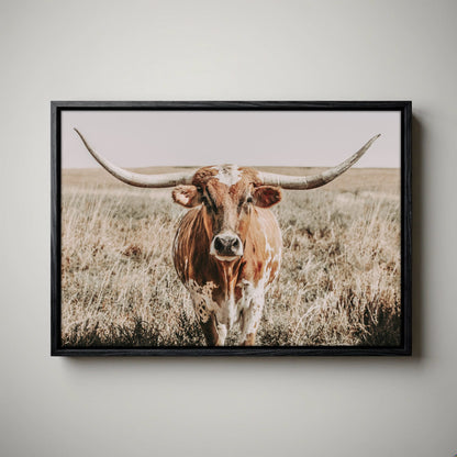 Texas Longhorn Canvas Wall Art – Rustic Western Decor