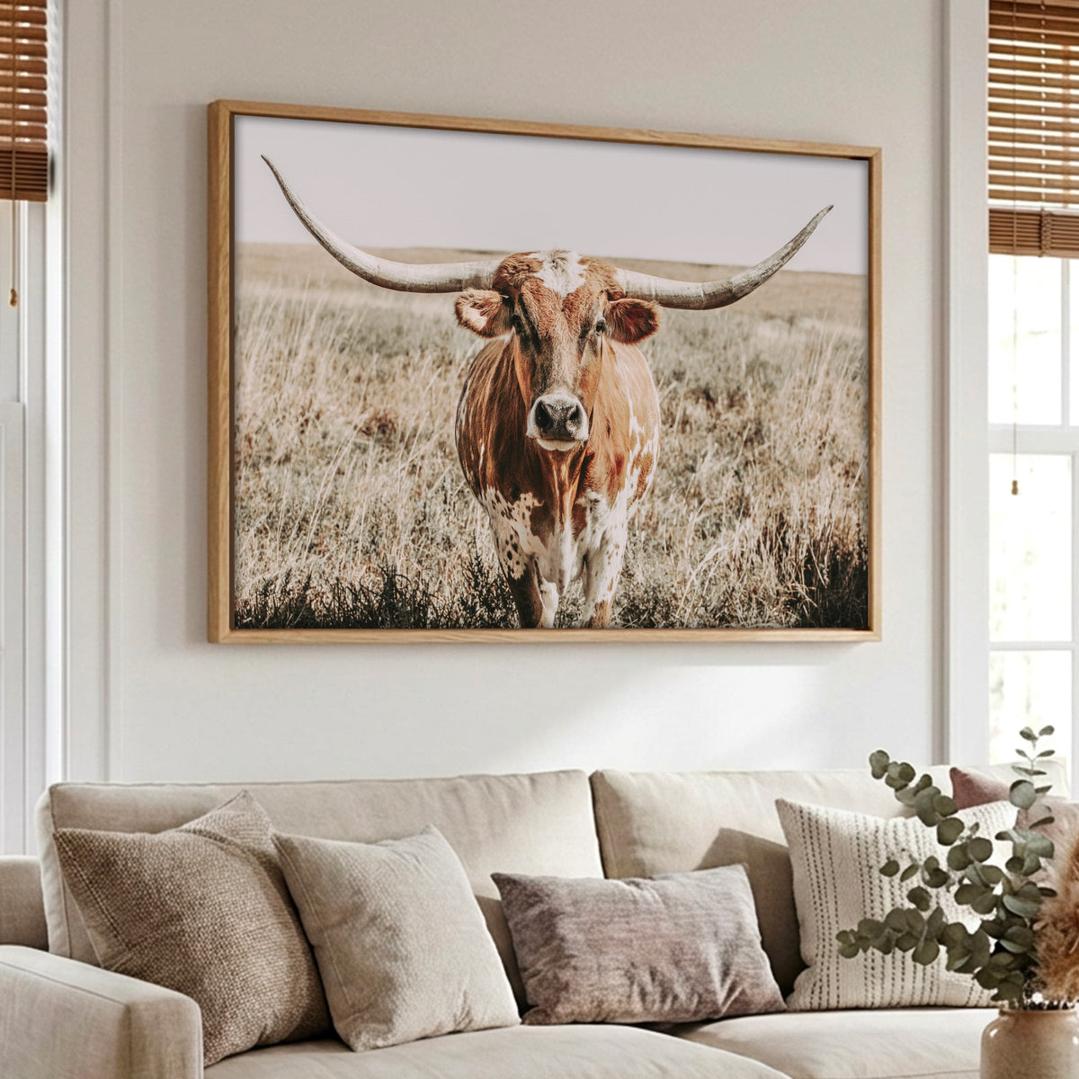 Texas Longhorn Canvas Wall Art – Rustic Western Decor