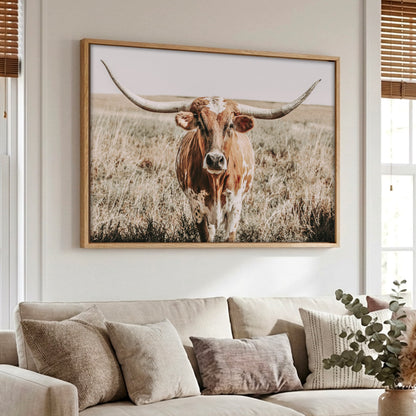 Texas Longhorn Canvas Wall Art – Rustic Western Decor