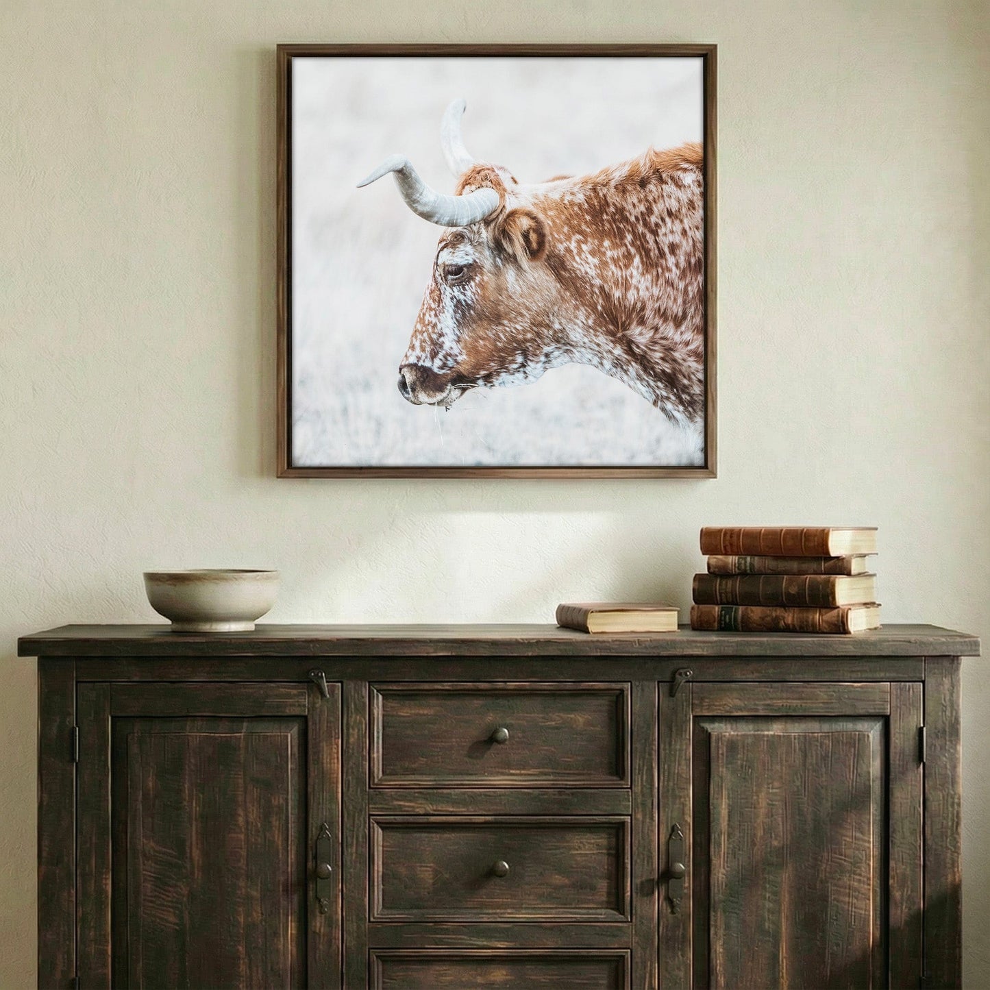 Texas Longhorn Cattle Art in Sepia Colors Wall Art Teri James Photography