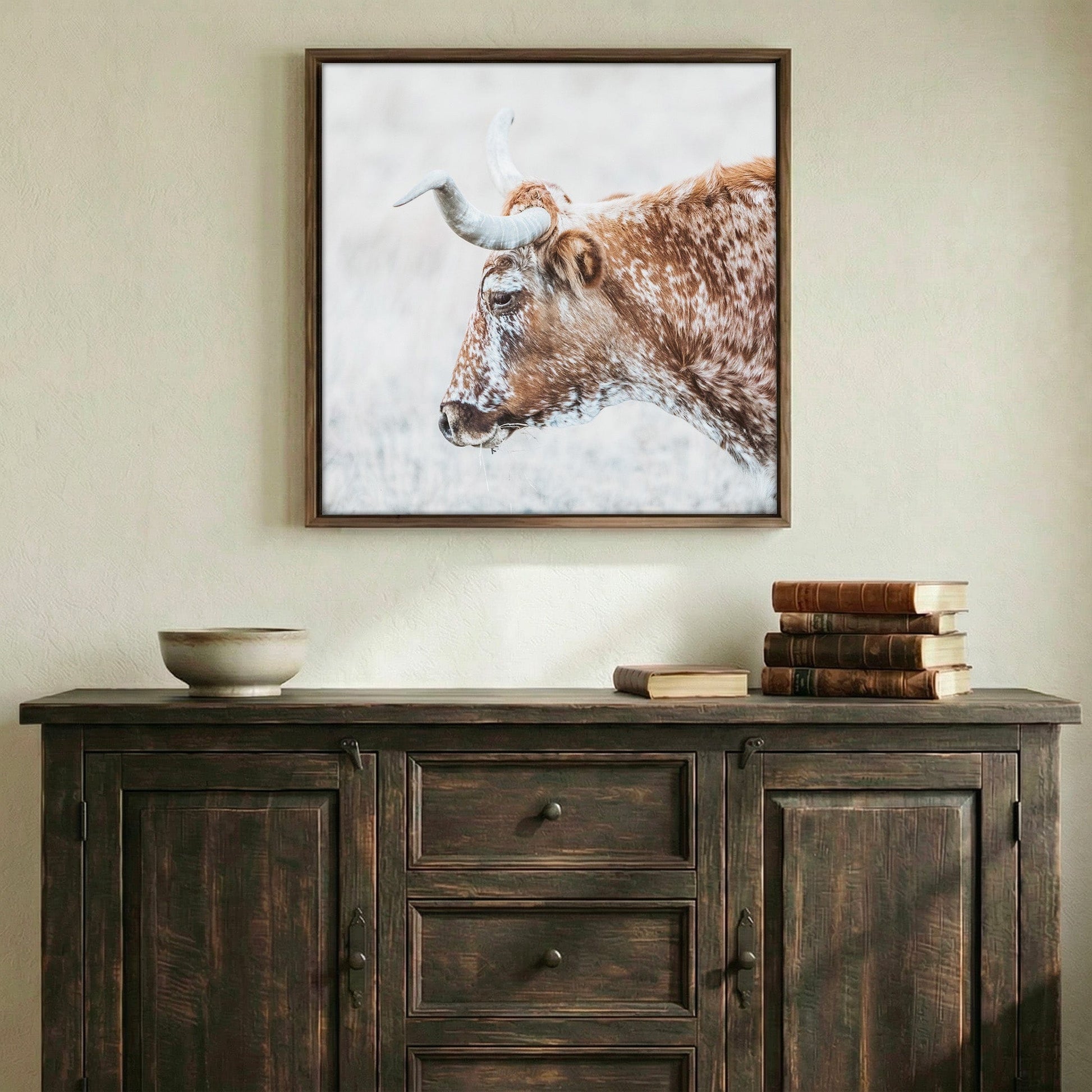 Texas Longhorn Cattle Art in Sepia Colors Wall Art Teri James Photography