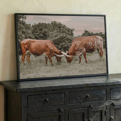 Texas Longhorn Cattle Wall Art in Muted Colors Wall Art Teri James Photography