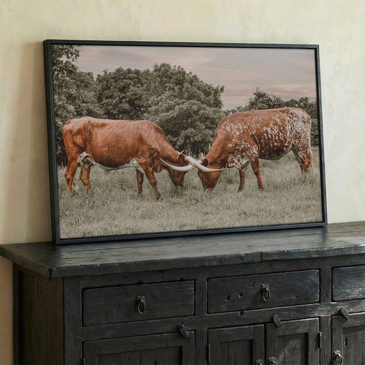 Texas Longhorn Cattle Wall Art in Muted Colors Wall Art Teri James Photography
