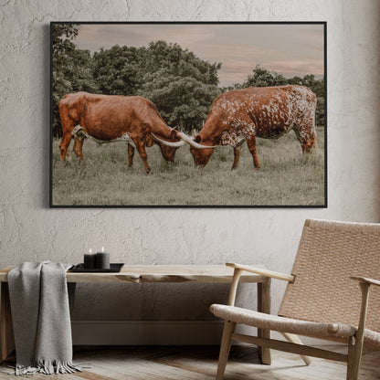 Texas Longhorn Cattle Wall Art in Muted Colors Wall Art Teri James Photography
