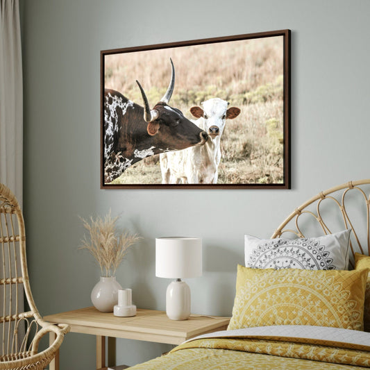 Texas Longhorn Cow and Calf Nursery Artwork Wall Art Teri James Photography