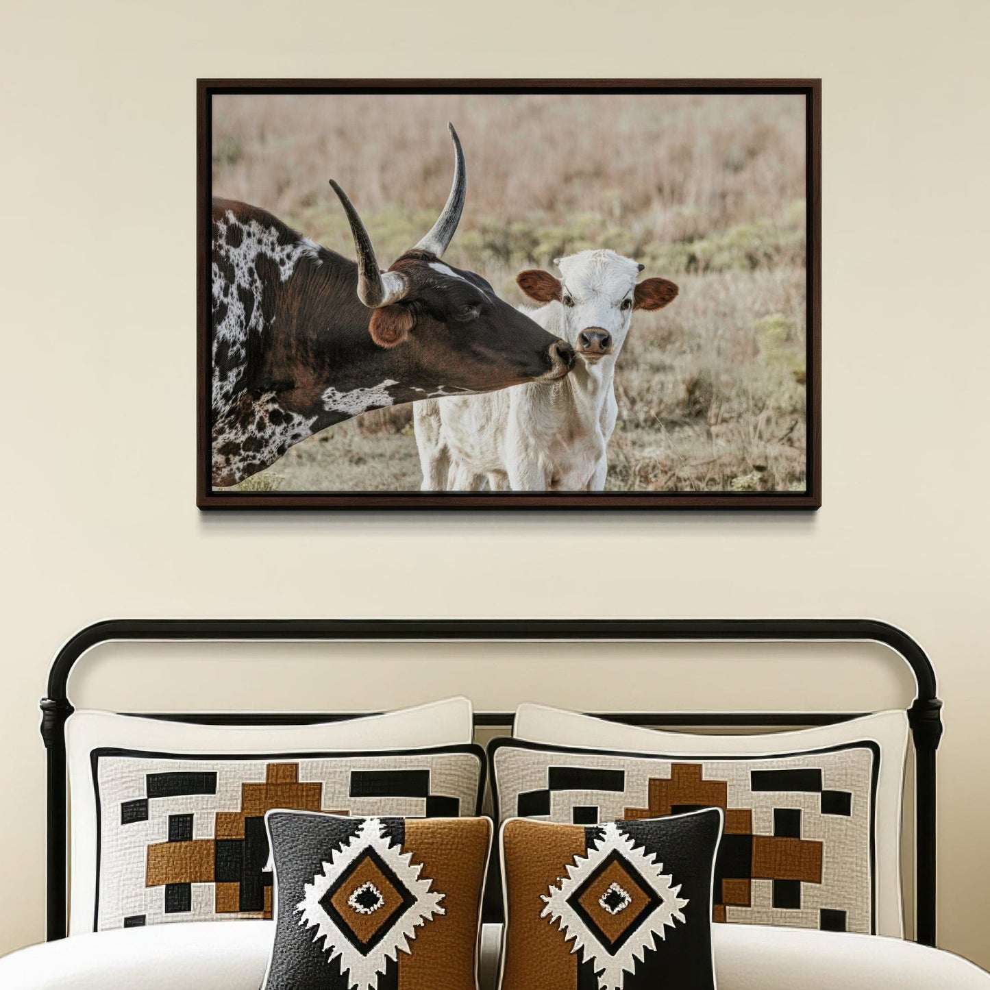 Texas Longhorn Cow and Calf Nursery Artwork Wall Art Teri James Photography