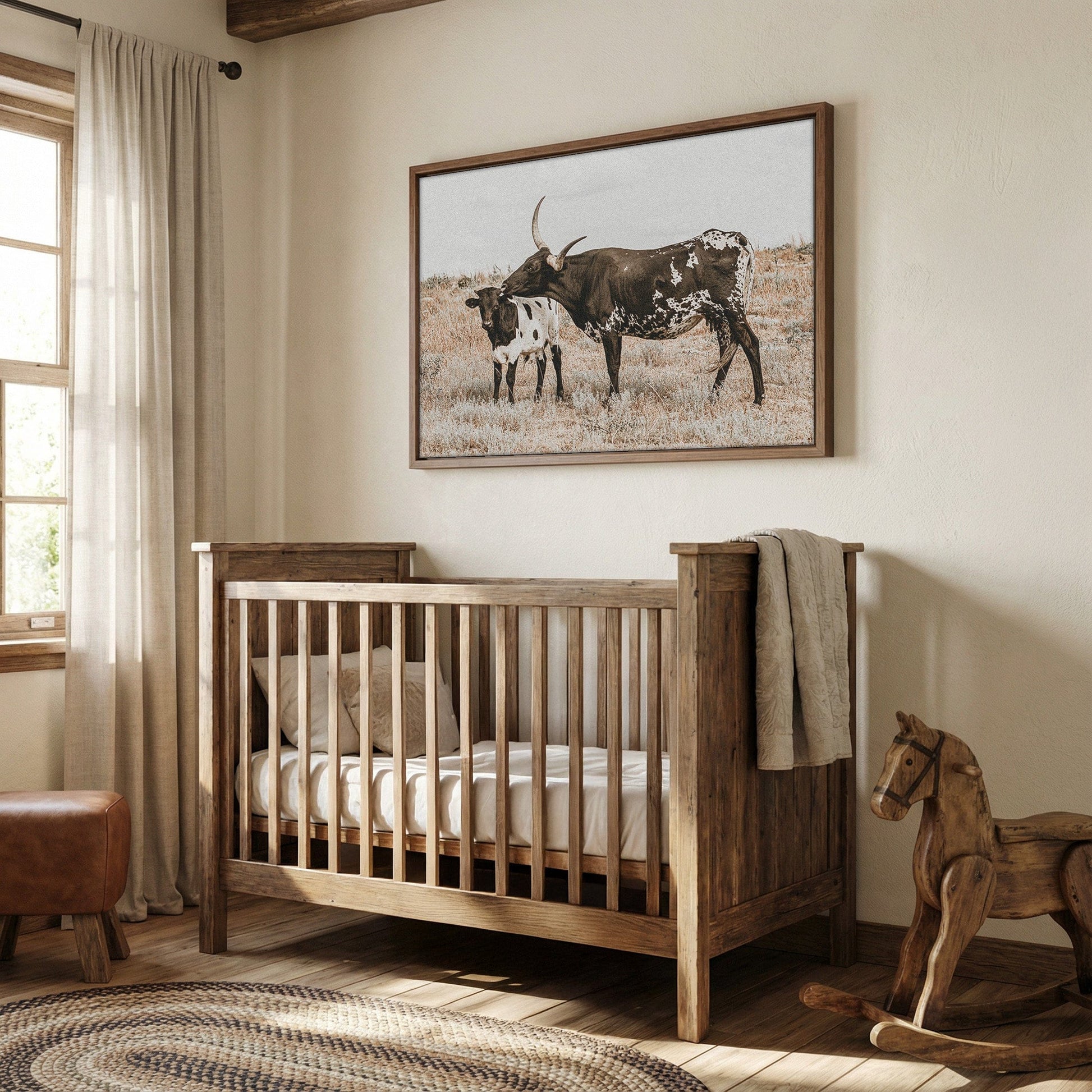 Texas Longhorn Cow & Calf Western Nursery Wall Art Wall Art Teri James Photography