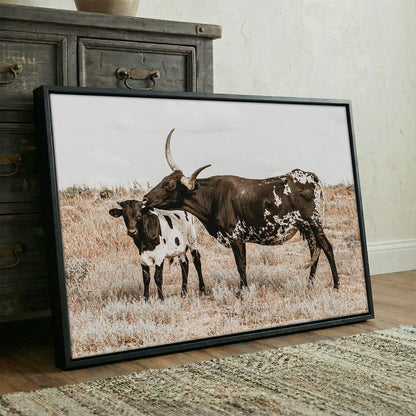Texas Longhorn Cow & Calf Western Nursery Wall Art Wall Art Teri James Photography