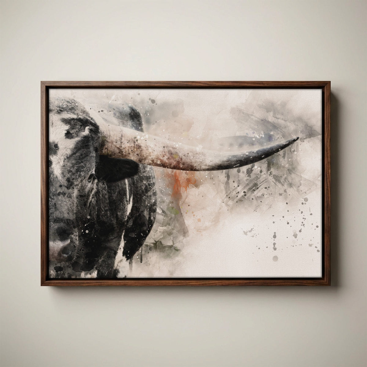 Texas Longhorn: Modern Western Watercolor Canvas Print
