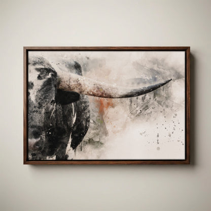 Texas Longhorn: Modern Western Watercolor Canvas Print