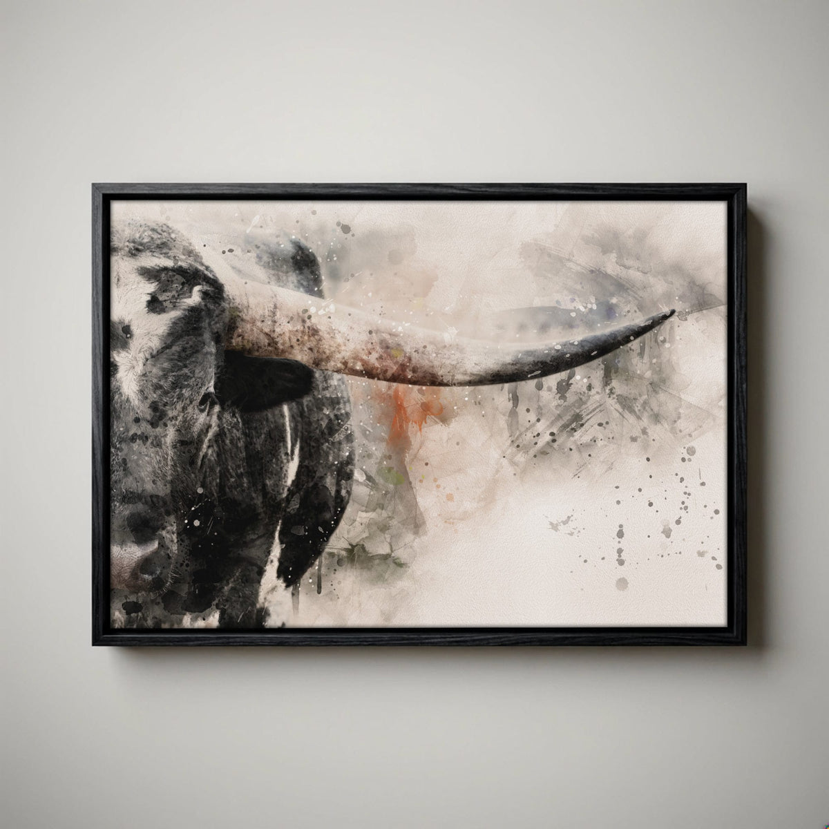 Texas Longhorn: Modern Western Watercolor Canvas Print