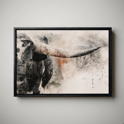 Texas Longhorn: Modern Western Watercolor Canvas Print