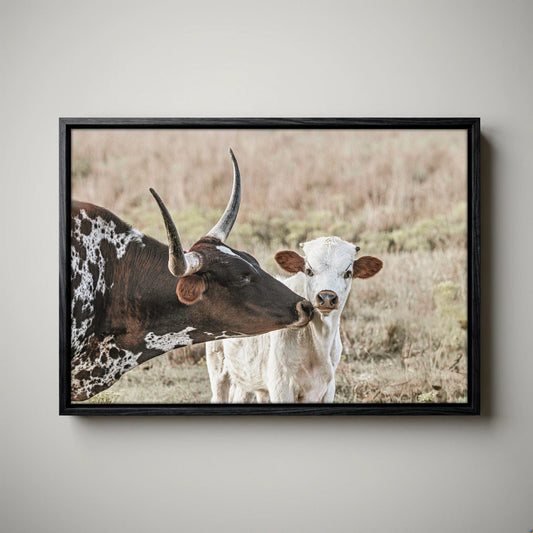 Texas Longhorn Nursery Art – Cow Calf Artwork for Kids’ Room