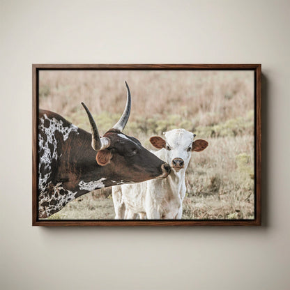 Texas Longhorn Nursery Art – Cow Calf Artwork for Kids’ Room