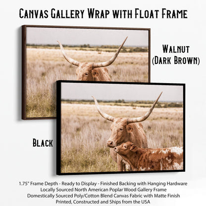 Texas Longhorn Nursery Decor Canvas-Black Frame / 12 x 18 Inches Wall Art Teri James Photography