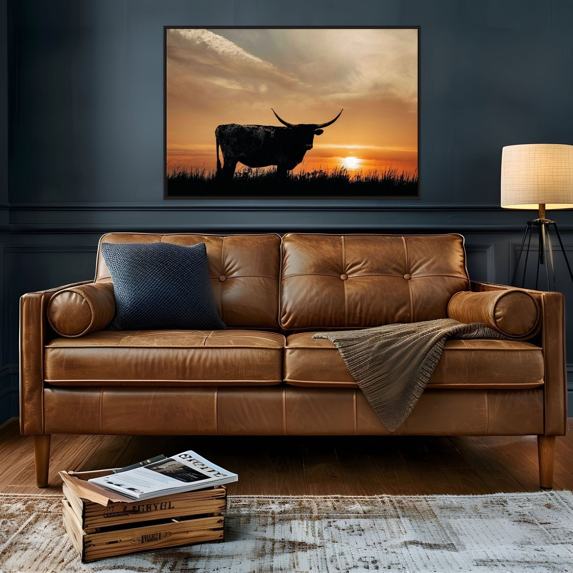 Texas Longhorn Sunset Canvas Print Wall Art Teri James Photography