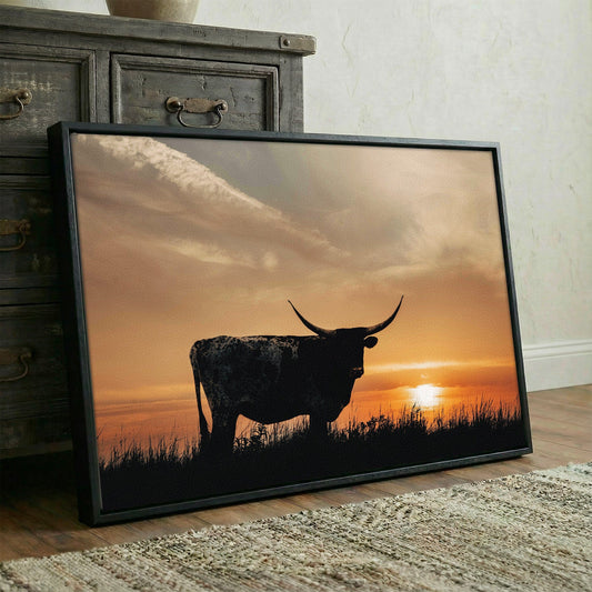 Texas Longhorn Sunset Canvas Print Wall Art Teri James Photography