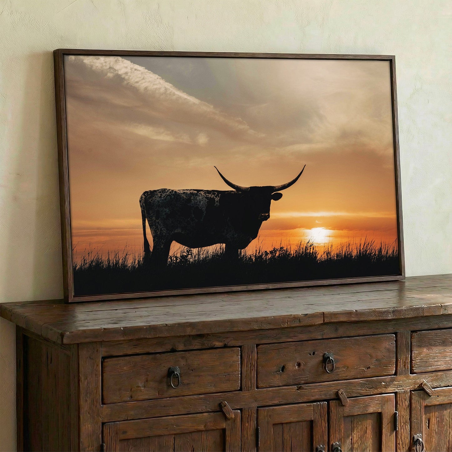 Texas Longhorn Sunset Canvas Print Wall Art Teri James Photography