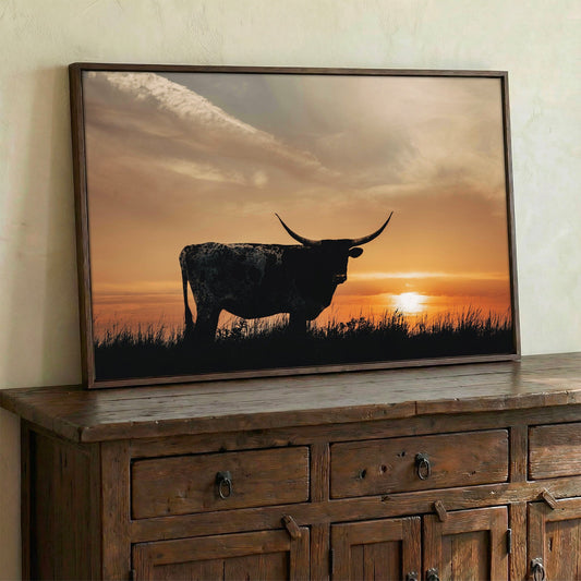 Texas Longhorn Sunset Canvas Print Wall Art Teri James Photography