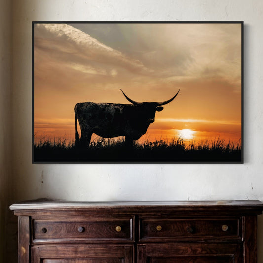Texas Longhorn Sunset Canvas Print Wall Art Teri James Photography