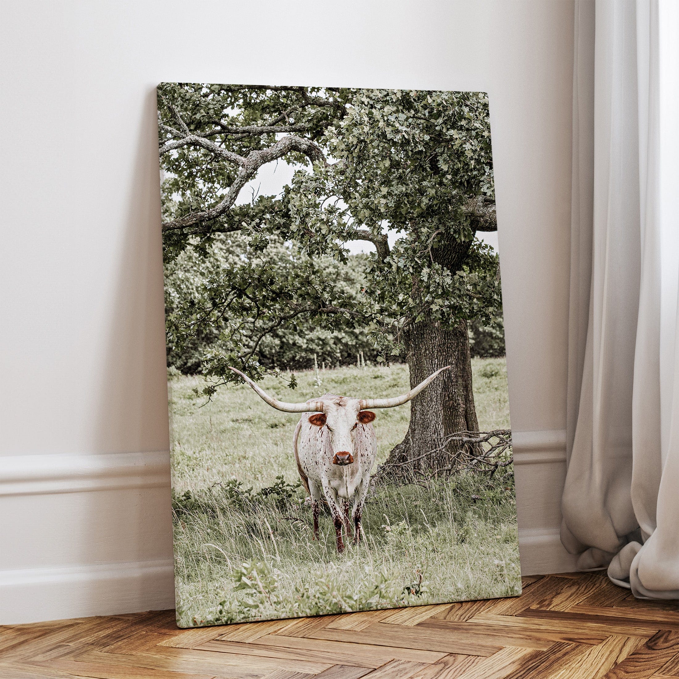Texas Longhorn Vertical Wall Art in Farmhouse Style