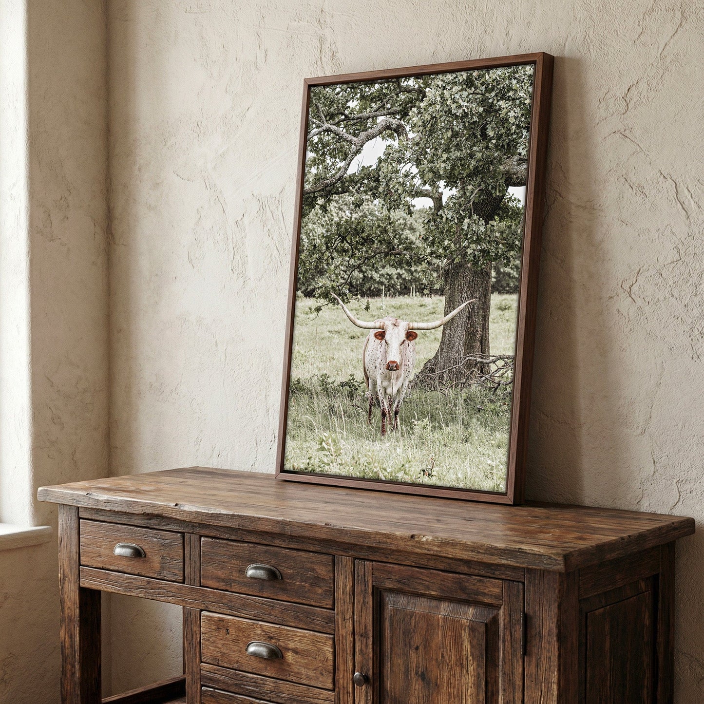 Texas Longhorn Wall Art – Vertical Canvas Print Rustic Farmhouse Decor Wall Art Teri James Photography