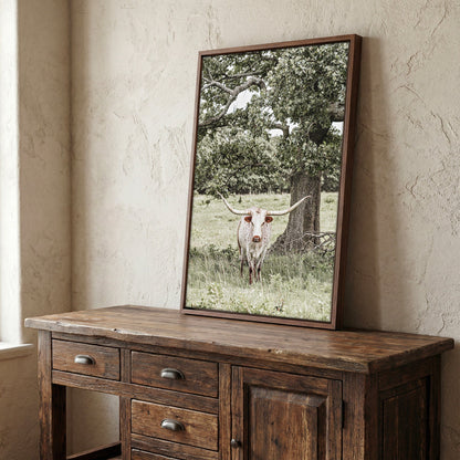 Texas Longhorn Wall Art – Vertical Canvas Print Rustic Farmhouse Decor Wall Art Teri James Photography