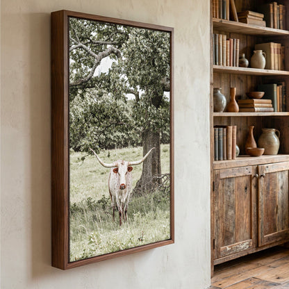 Texas Longhorn Wall Art – Vertical Canvas Print Rustic Farmhouse Decor Wall Art Teri James Photography