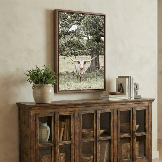 Texas Longhorn Wall Art – Vertical Canvas Print Rustic Farmhouse Decor Wall Art Teri James Photography