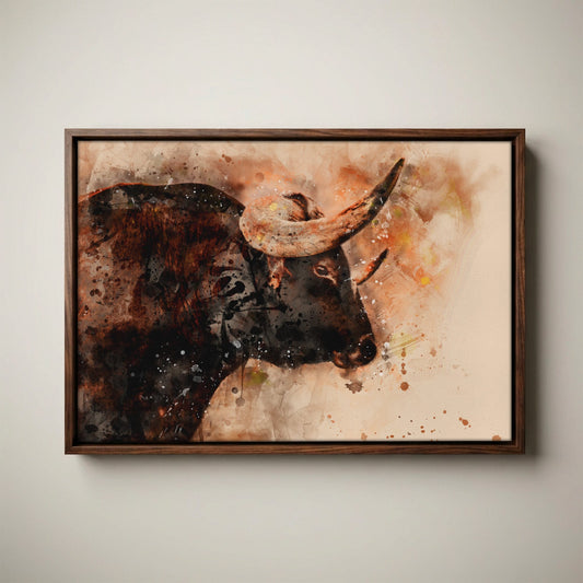 Texas Longhorn Watercolor Art
