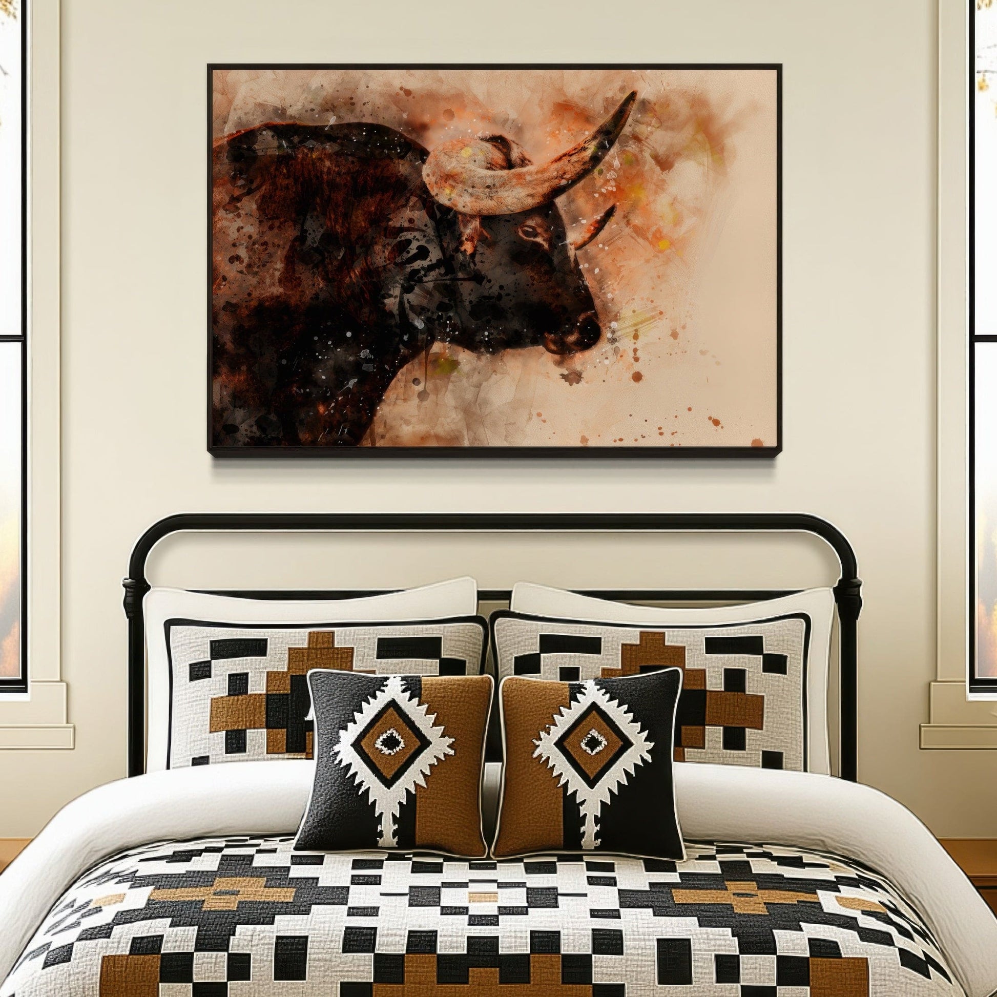 Texas Longhorn Watercolor Art Wall Art Teri James Photography