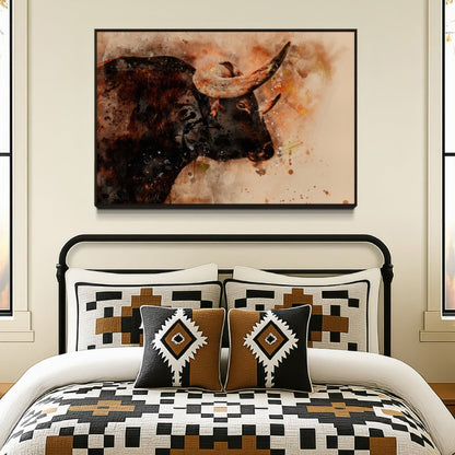 Texas Longhorn Watercolor Art Wall Art Teri James Photography