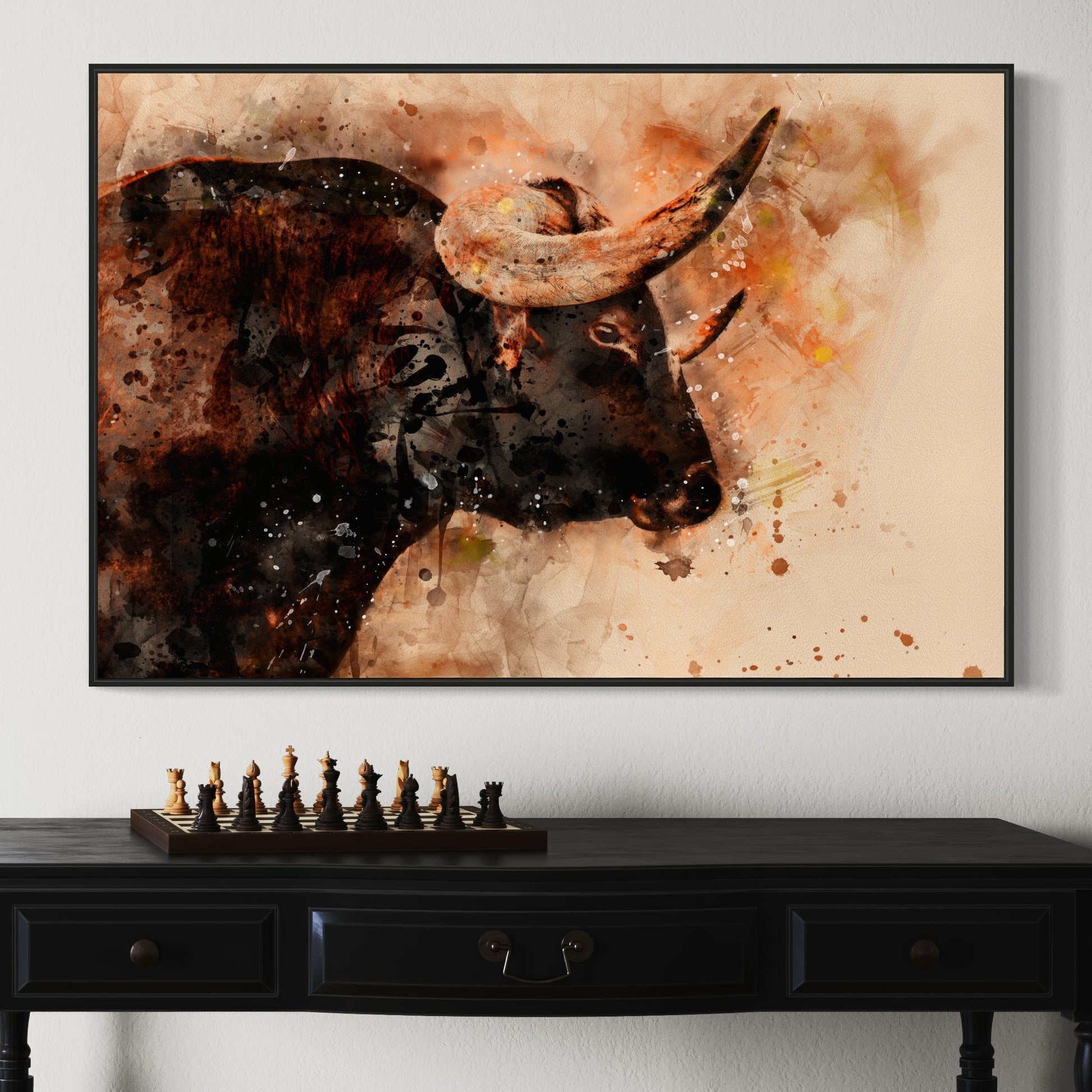 Texas Longhorn Watercolor Art Wall Art Teri James Photography